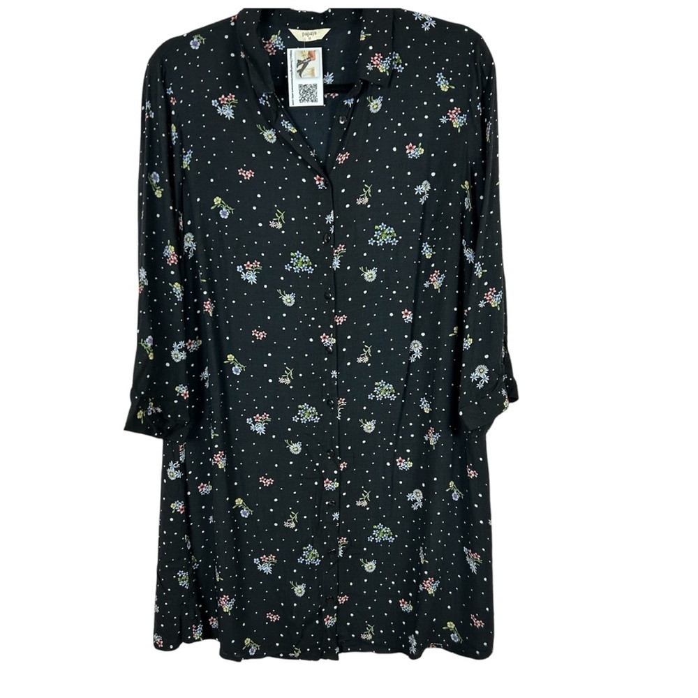 Papaya Black Floral 100% Modal Shirt Size 10 NWT!